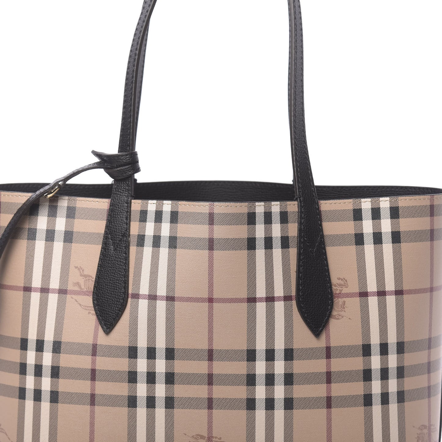 Grainy Calfskin Haymarket Check Medium Reversible Tote Black