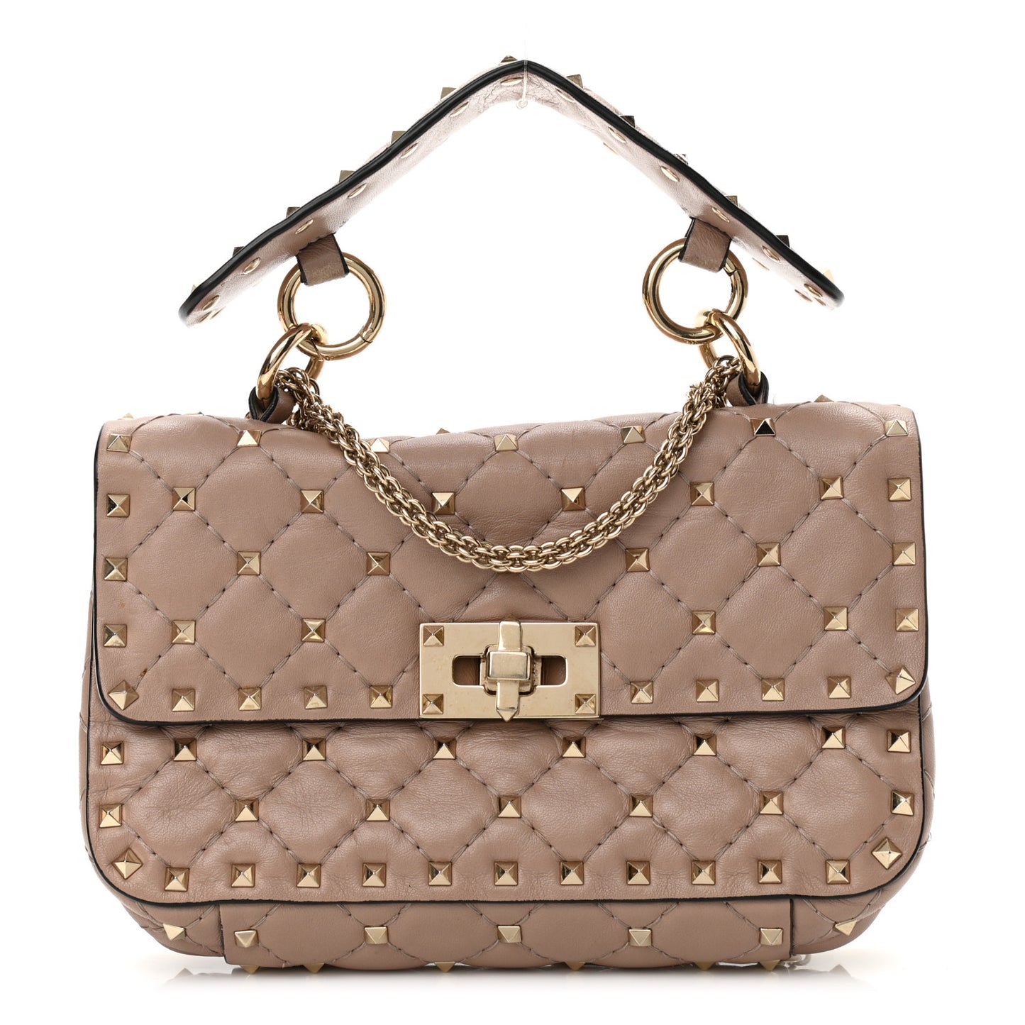 Nappa Small Rockstud Spike Shoulder Bag Poudre