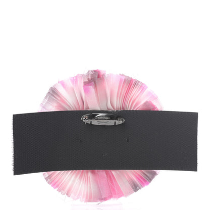 Chanel Silk Taffeta Camellia Brooch Pin Pink Black 3 of 6