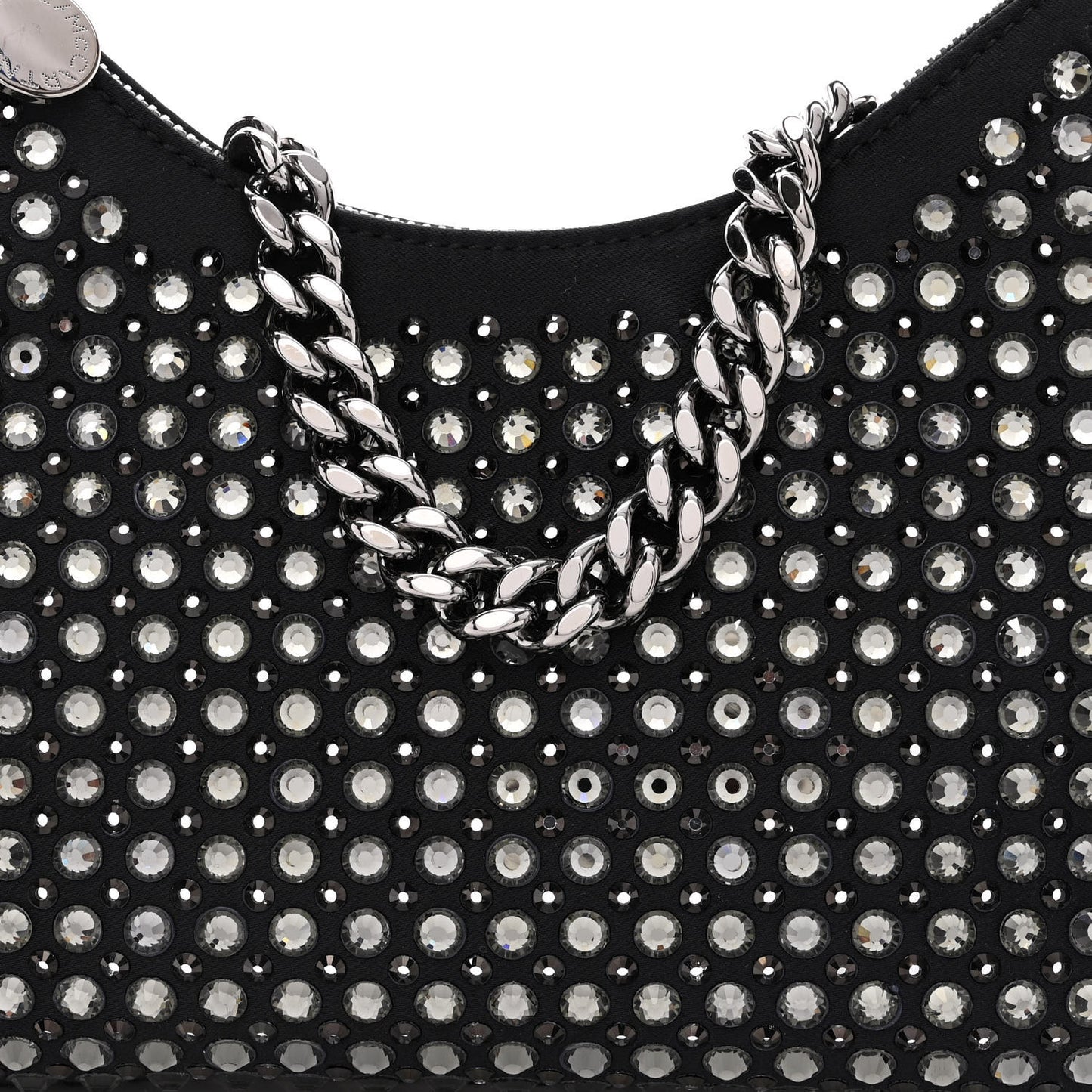Nylon Crystal Mini Falabella Zipped Shoulder Bag Black