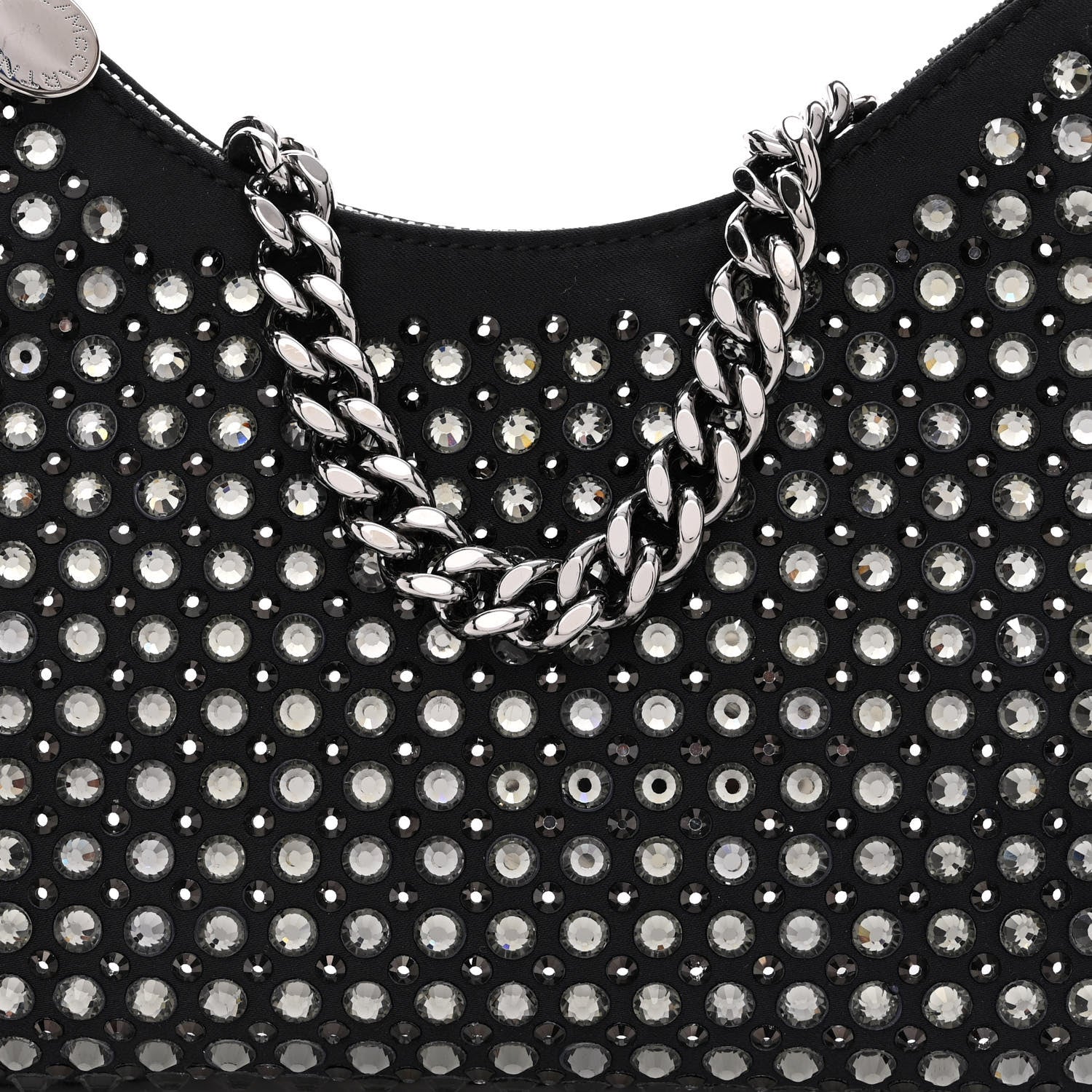 Stella McCartney Nylon Crystal Mini Falabella Zipped Shoulder Bag Black 9 of 11