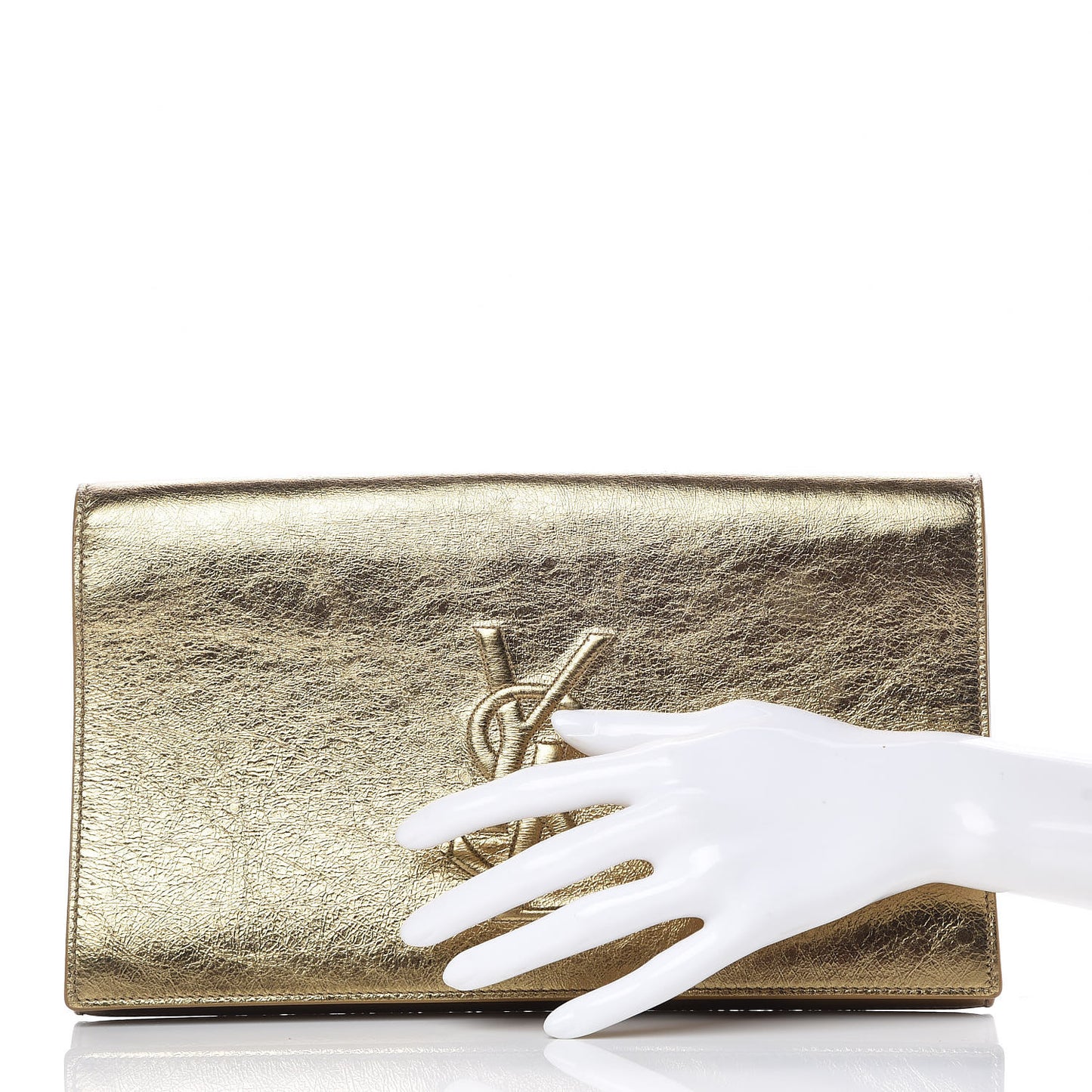 Metallic Calfskin Monogram Large Belle De Jour Clutch Gold
