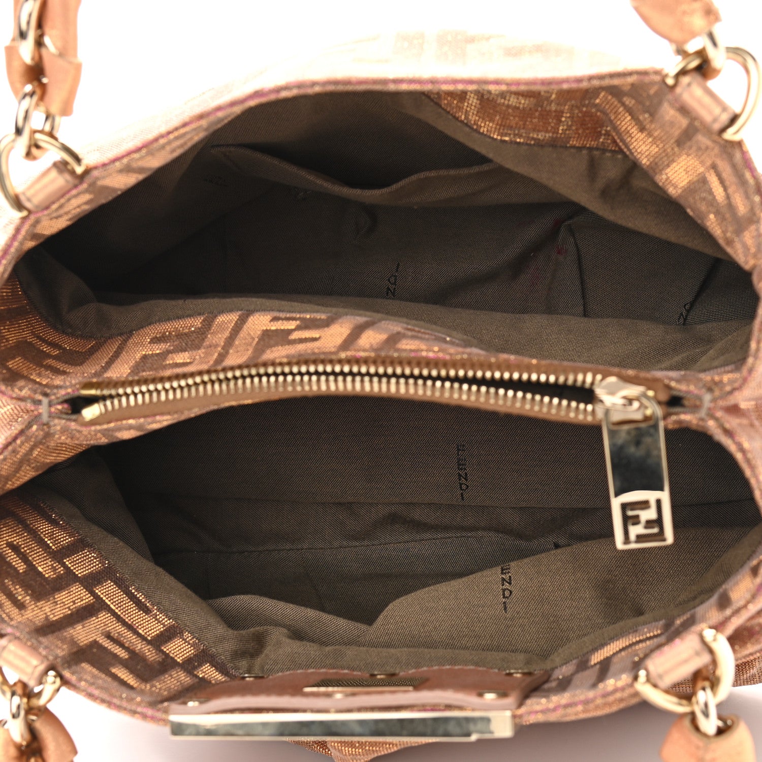 Fendi Metallic Lurex Zucca Mia Tote Arancio 4 of 9