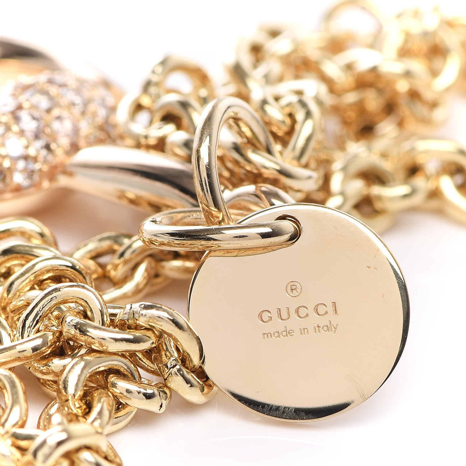 Gucci 18K Yellow Gold Diamond Horsebit Pendant Necklace 4 of 7