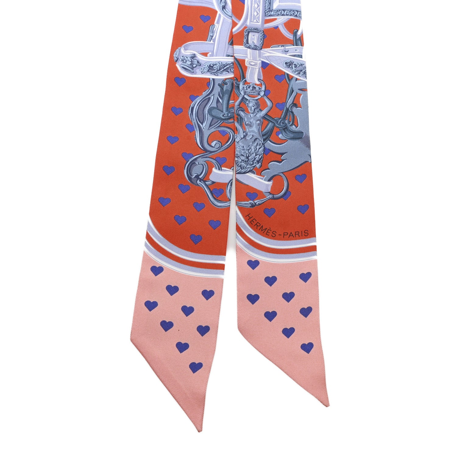 Hermes Silk Brides de Gala Love Twilly Orange Gris Bleuete Saumon 2 of 3