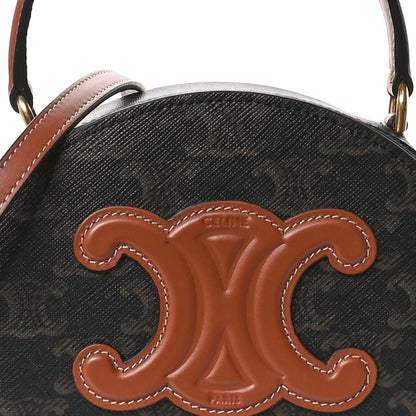 Celine Calfskin Triomphe Canvas Half Moon Case Tan 8 of 11