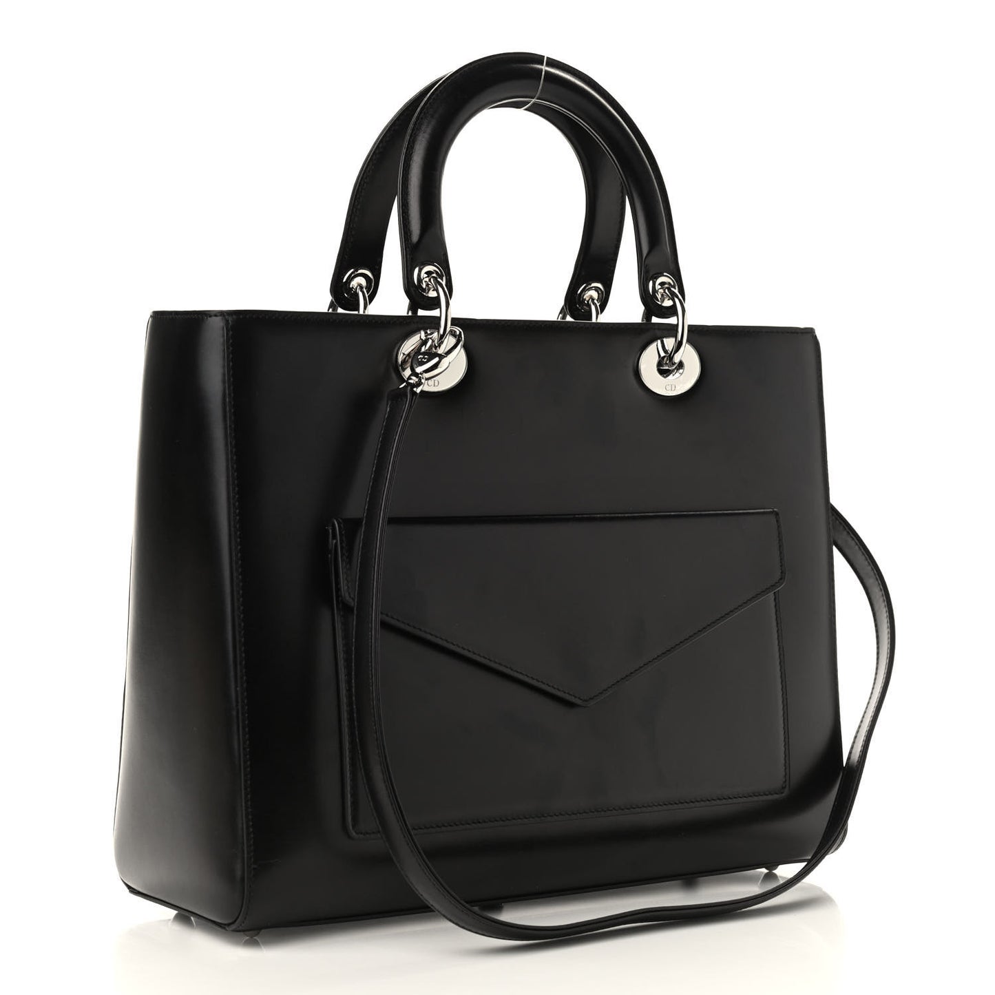 Box Calfskin Lady Dior Pouch Tote Black