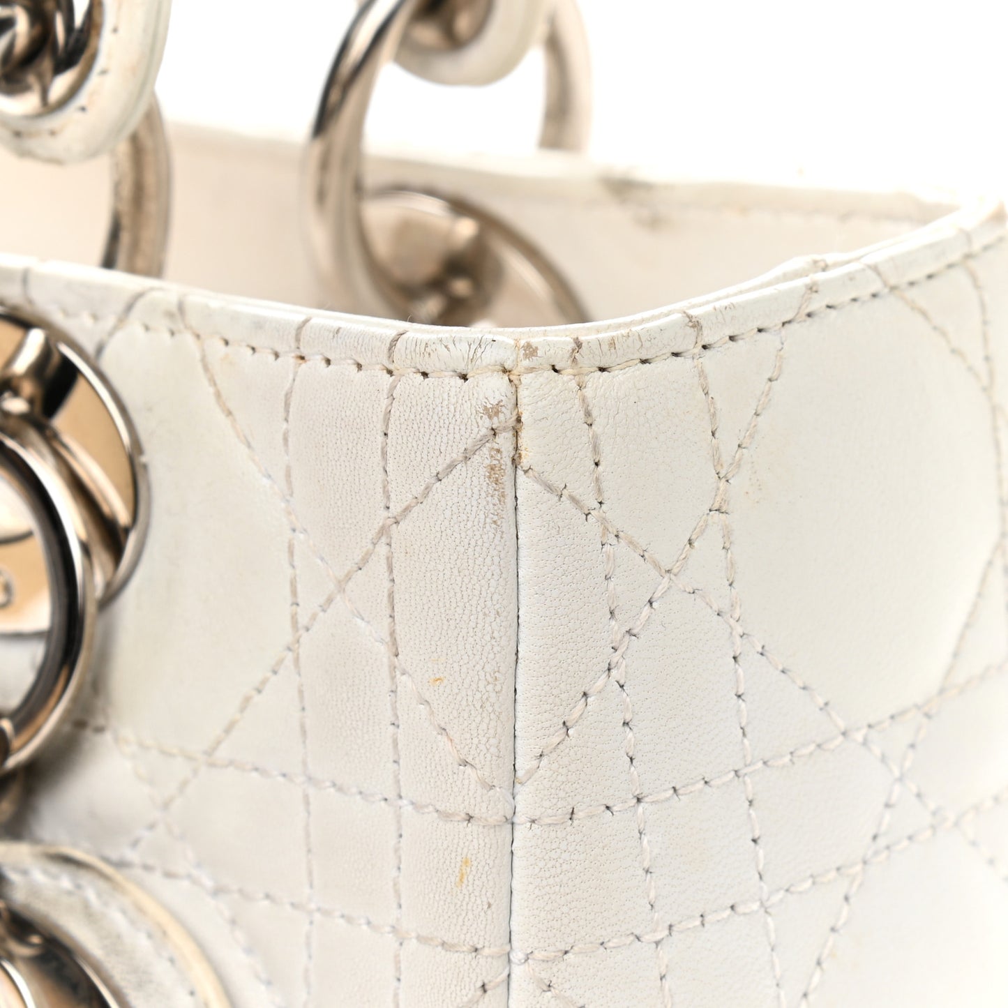 Lambskin Cannage Medium Lady Dior White