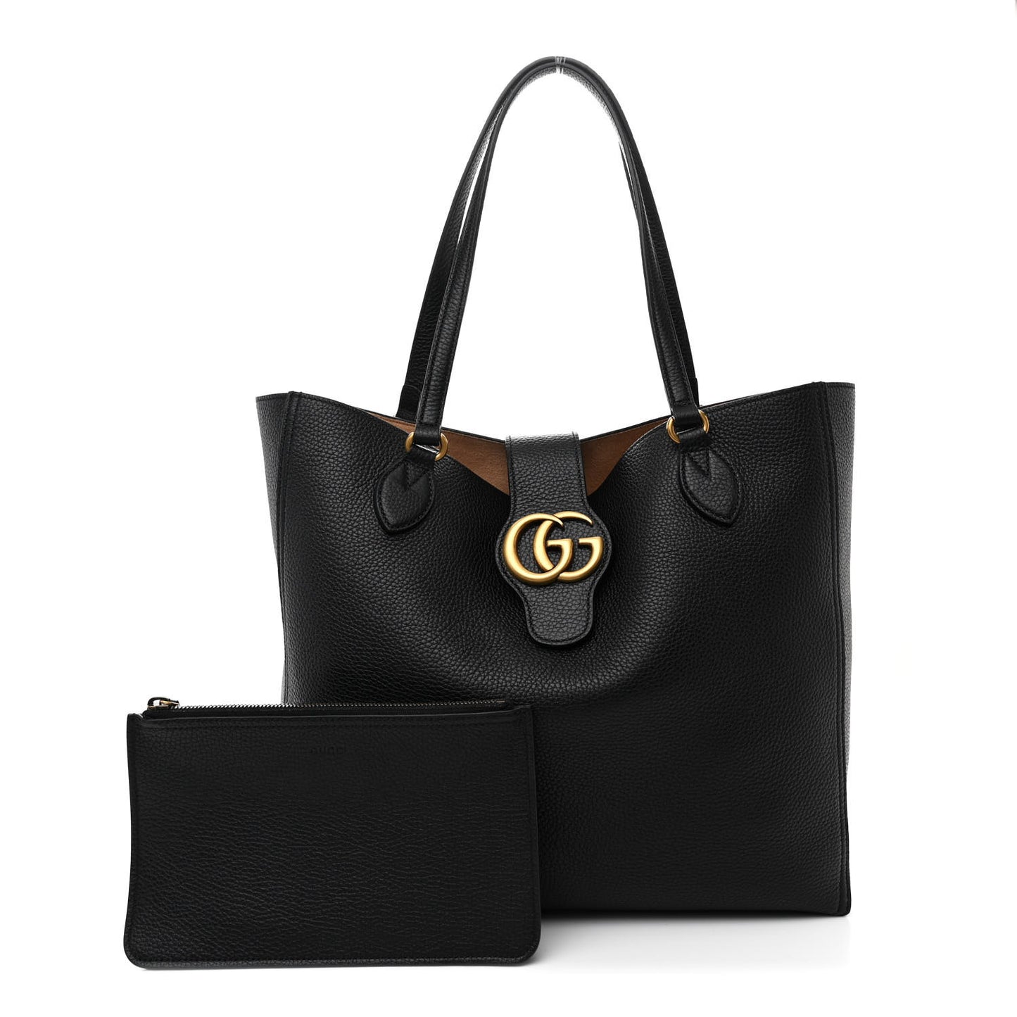Grained Calfskin Small Dahlia Tote Black