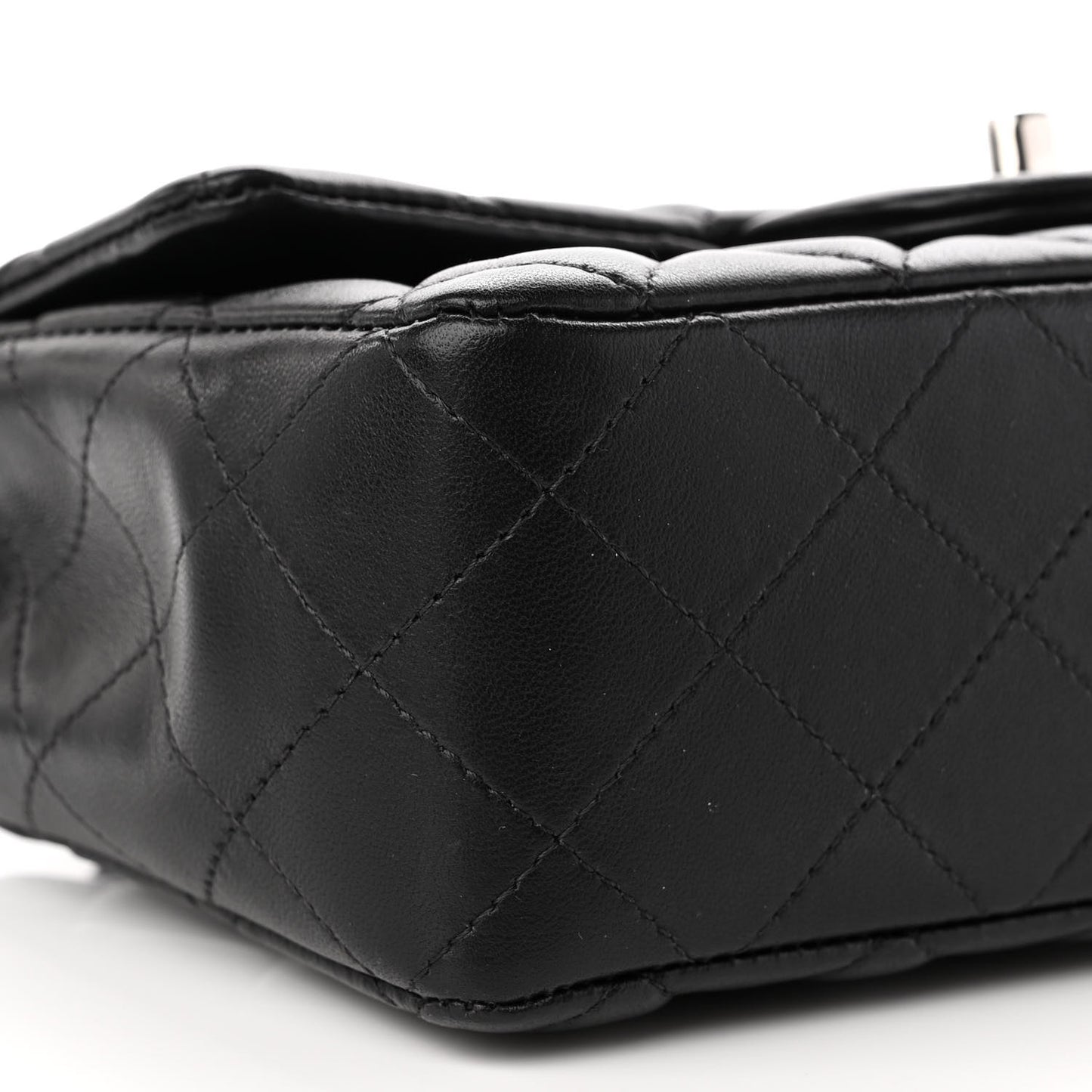 Lambskin Quilted Mini Rectangular Flap Black