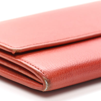 Chanel Goatskin Camellia Embossed Flap Wallet Red 12 of 15