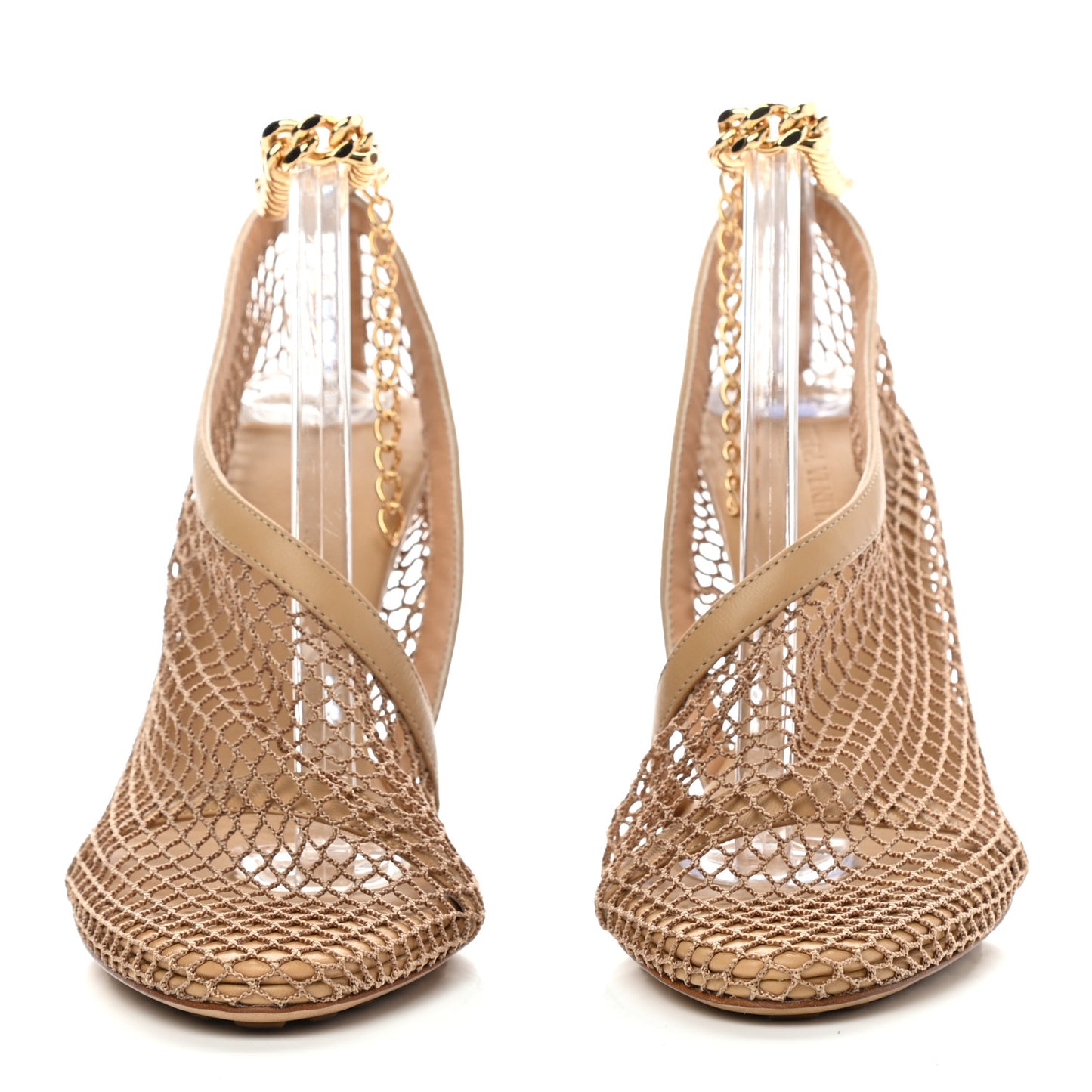 Mesh Nappa Chunky Chain Sandals 39 Beige Pony