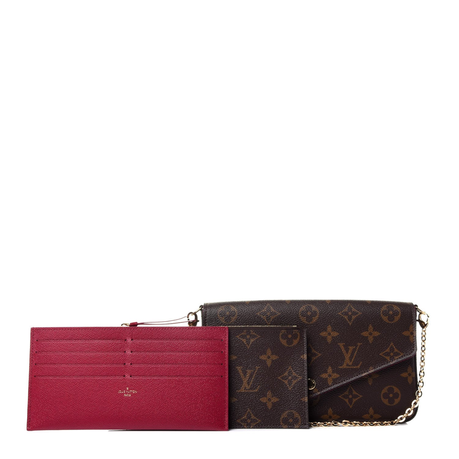 Louis Vuitton Monogram Pochette Felicie Chain Wallet Fuchsia 3 of 16
