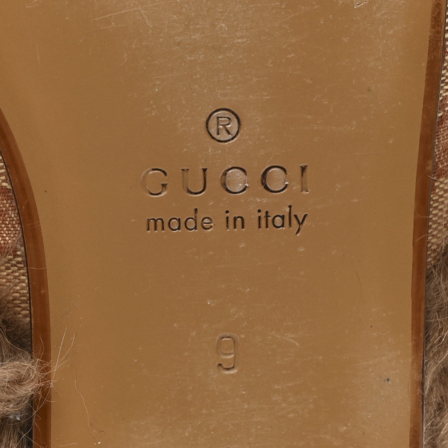 Gucci GG Monogram Fur Mens Princetown Slippers 9 Beige Ruggine Rust 7 of 10