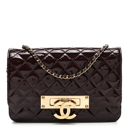 Chanel Patent Quilted Golden Class Wallet on Chain WOC Burgundy 1 of 9
