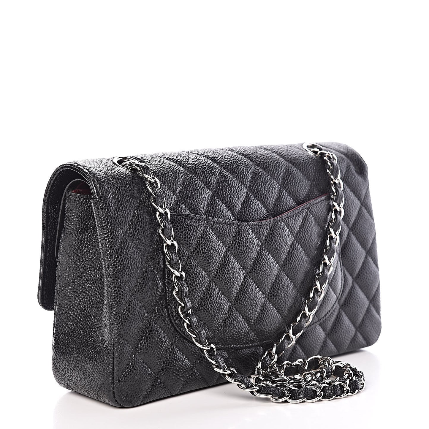 Caviar Quilted Medium Double Flap Black