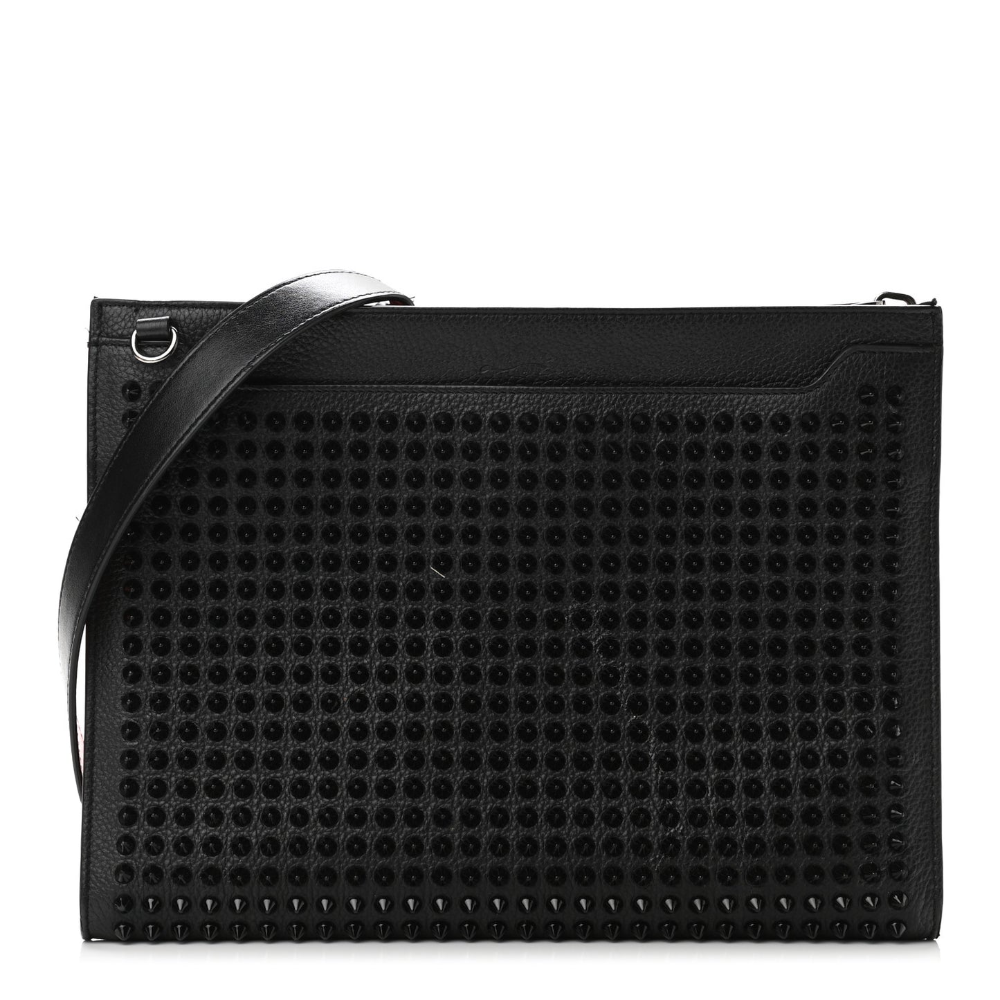 Calfskin Studded Skypouch Crossbody Clutch Black