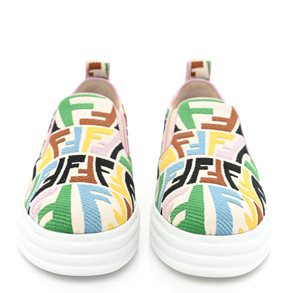 Fendi X SARA COLEMAN Canvas FF Vertigo Embroidered Womens Rise Slip On Sneakers 39 Grezzo Multicolor 2 of 12