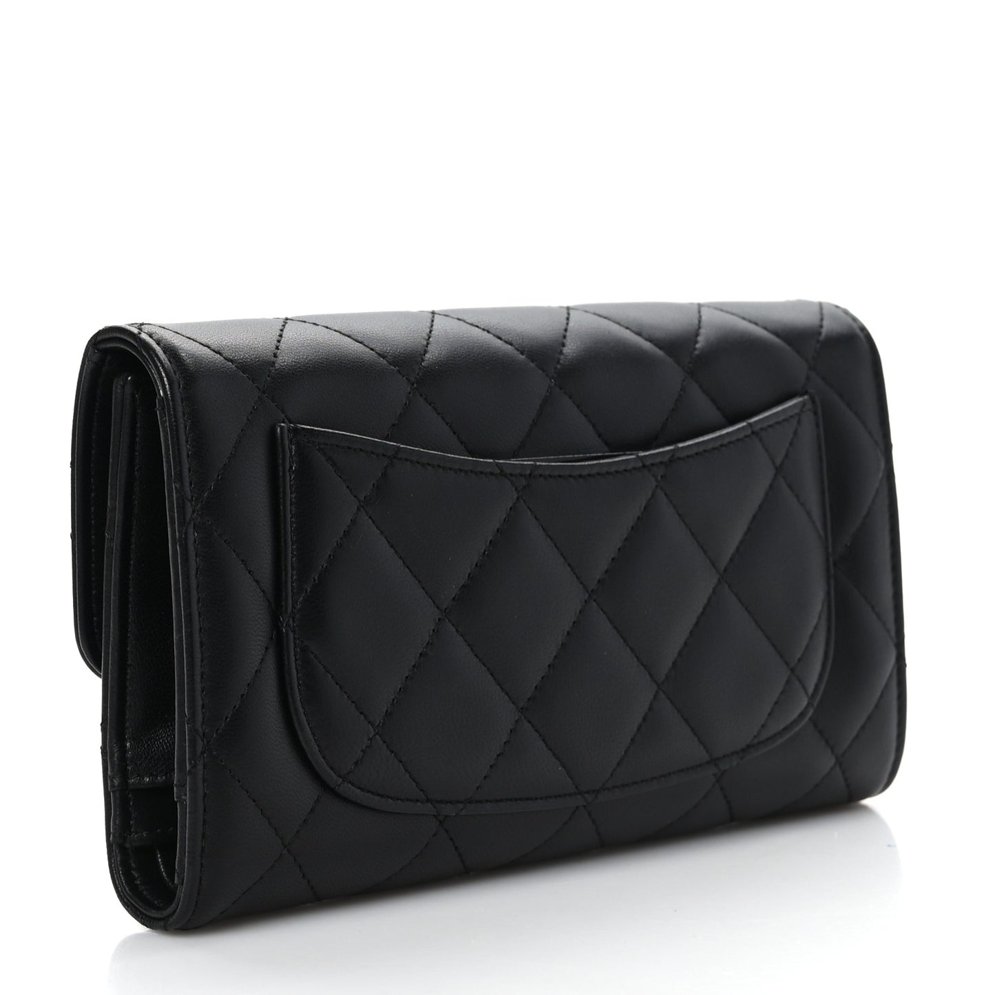 Lambskin Quilted Large Flap Wallet Black