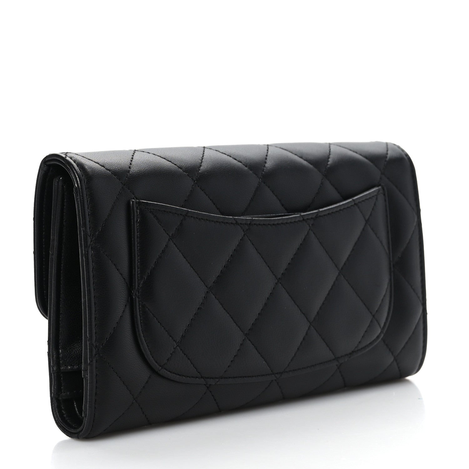 Chanel Lambskin Quilted Large Flap Wallet Black 3 of 8