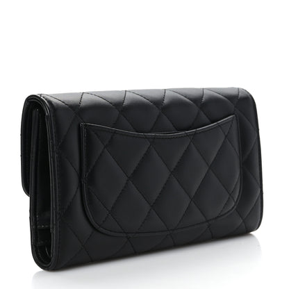Chanel Lambskin Quilted Large Flap Wallet Black 3 of 8
