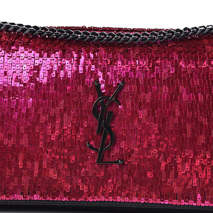 Saint Laurent Paillette Suede Monogram Kate Chain Wallet Pink Black 7 of 10