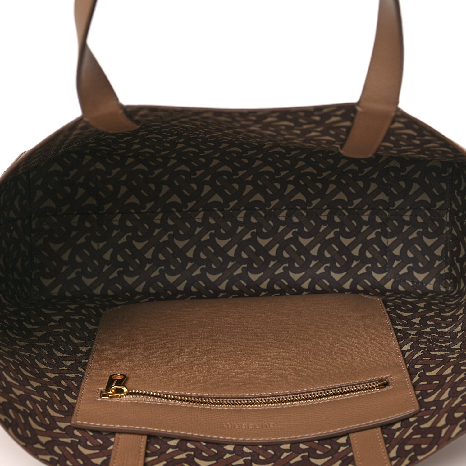 Burberry Calfskin TB Motif Embossed Medium Tote Camel 5 of 9