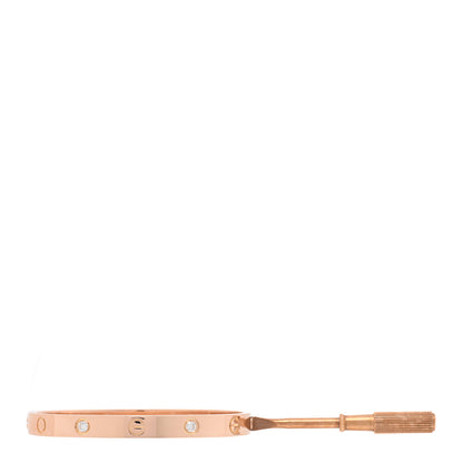 Cartier 18K Pink Gold 4 Diamond LOVE Bracelet 17 7 of 8