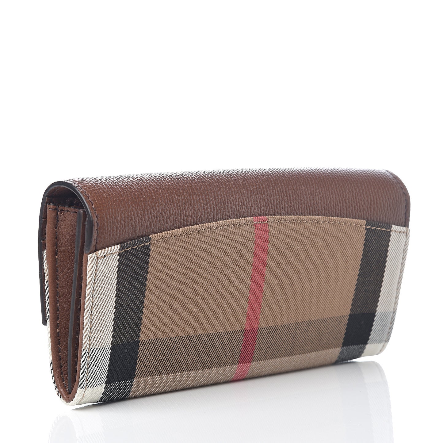Horseshoe Calfskin House Check Porter Continental Wallet Tan