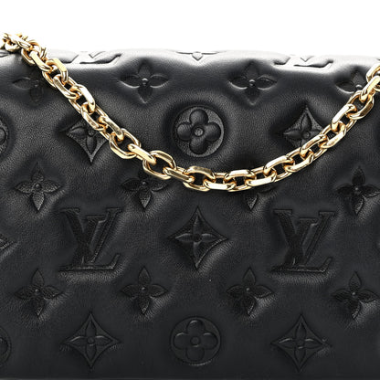 Louis Vuitton Lambskin Embossed Monogram Pochette Coussin Black 7 of 9