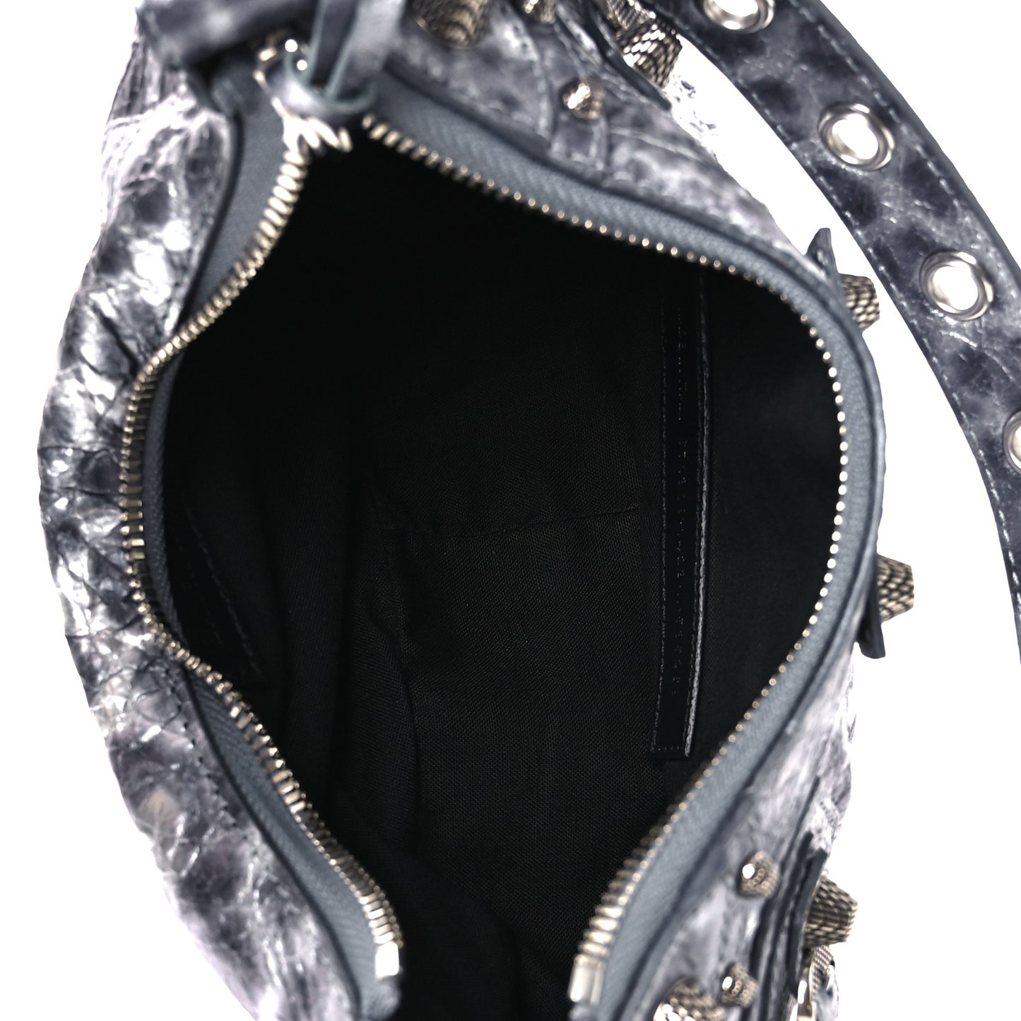 Metallic Agneau Arena Leopard Le Cagole Shoulder Bag XS Dark Grey