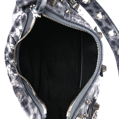 Balenciaga Metallic Agneau Arena Leopard Le Cagole Shoulder Bag XS Dark Grey 6 of 11