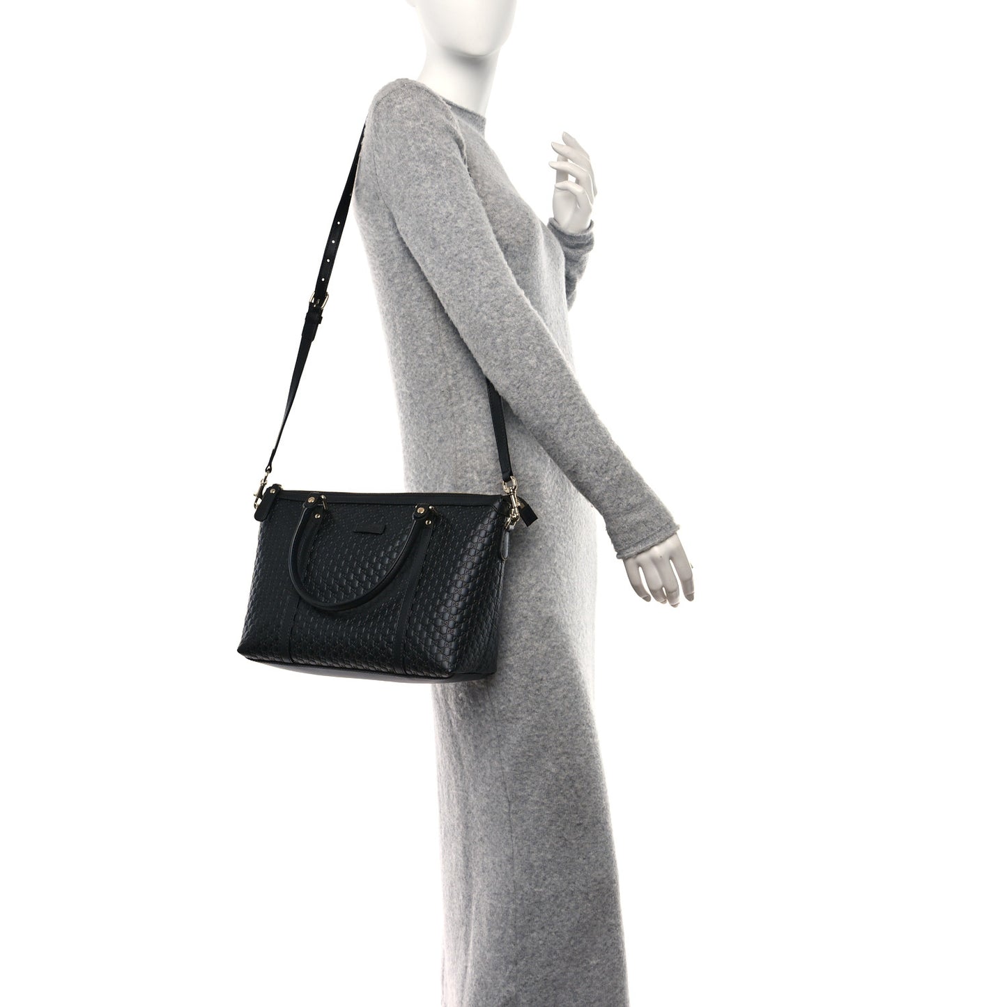 Soft Microguccissima Small Zippered Satchel Black