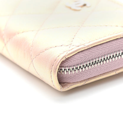Chanel Metallic Calfskin Quilted Zip Around Coin Purse Wallet Pink 10 of 10