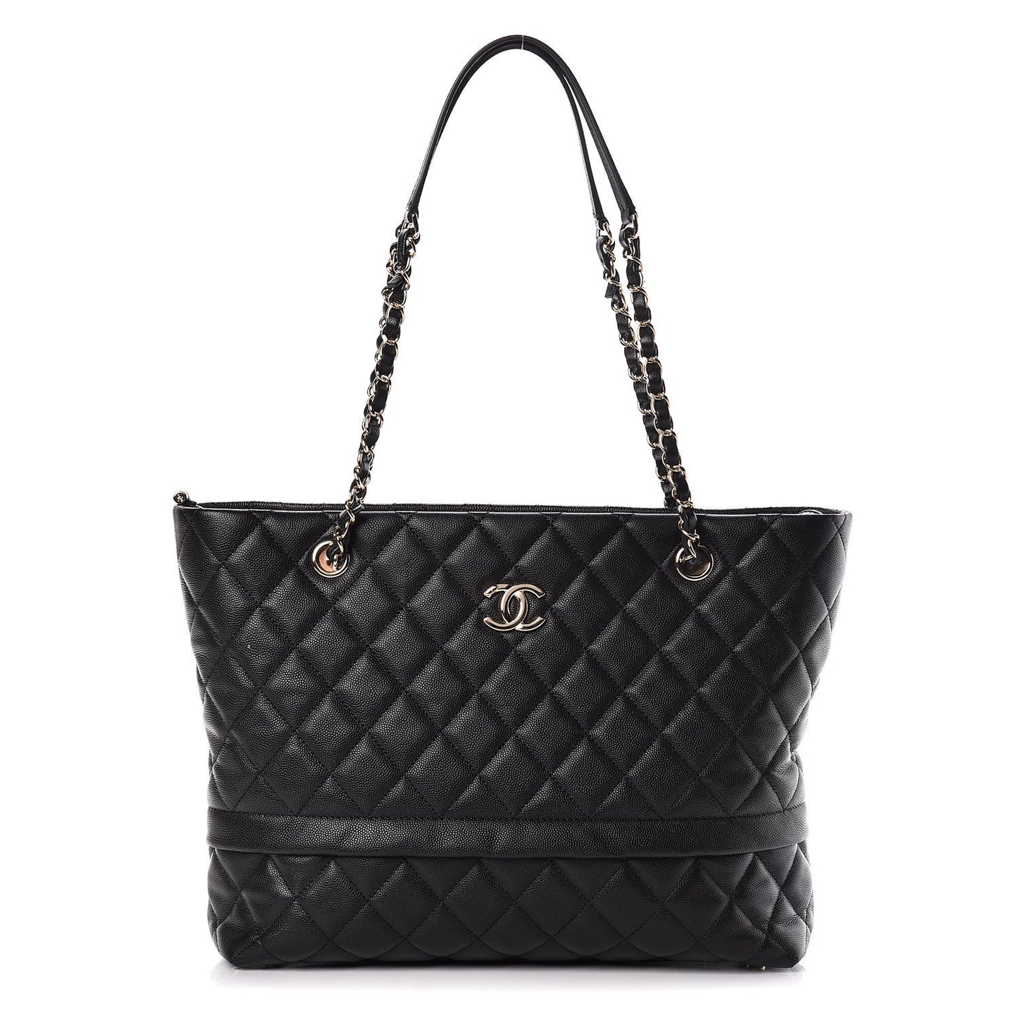Caviar Quilted Rolled Up Tote Black