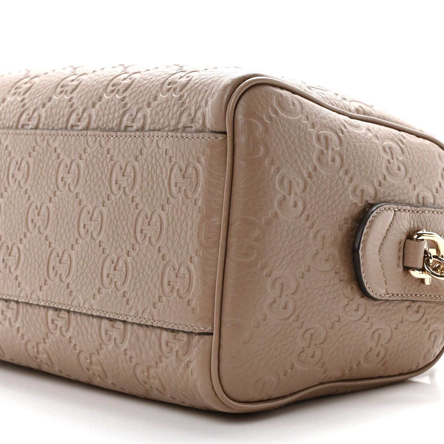 GG Grainy Calfskin Emblem Small Top Handle Bag Taupe