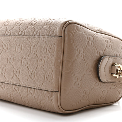 Gucci GG Grainy Calfskin Emblem Small Top Handle Bag Taupe 10 of 10