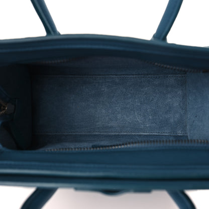 Celine Drummed Calfskin Nano Luggage Blue 5 of 10