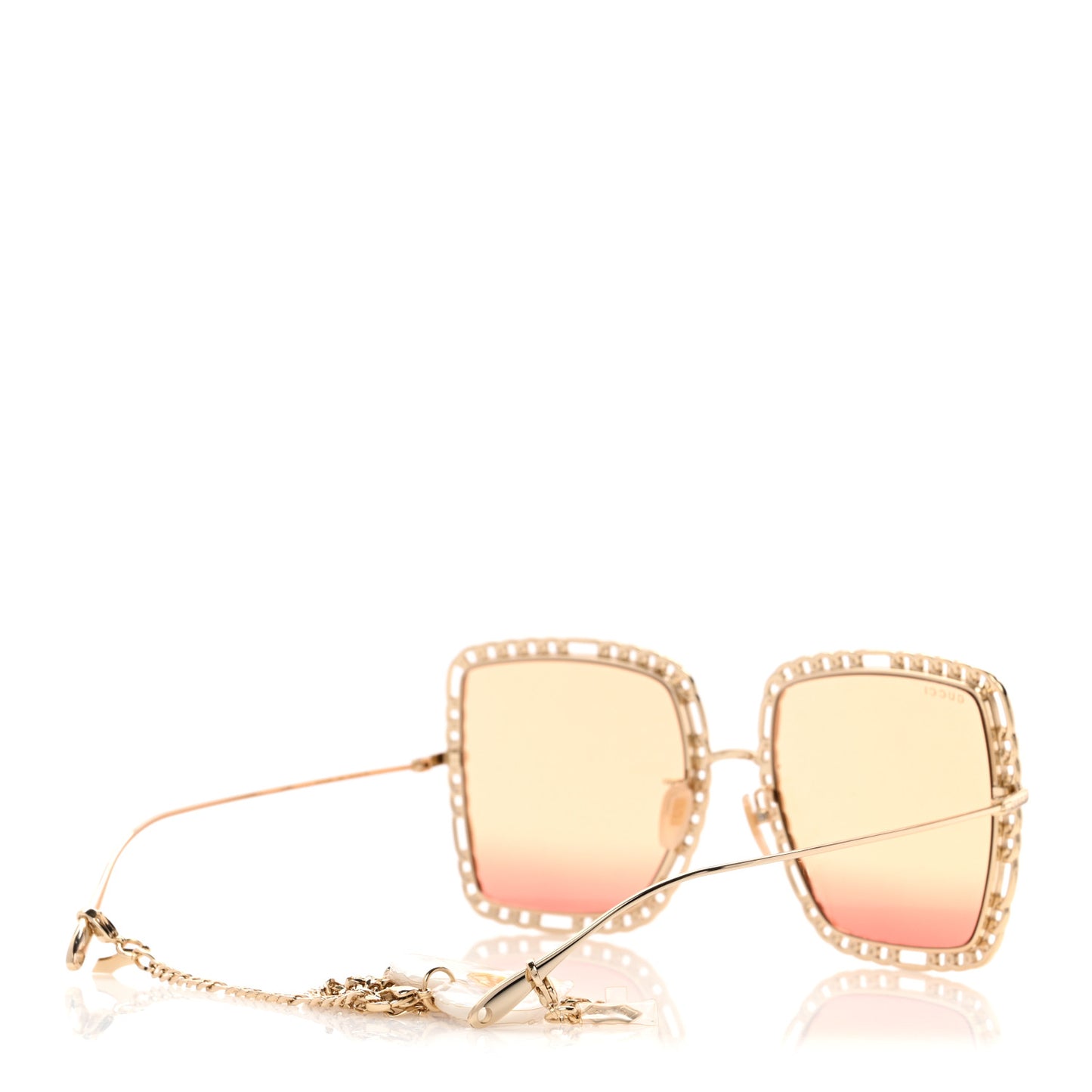 Square Frame Oversized Sunglasses GG1033S Gold Orange