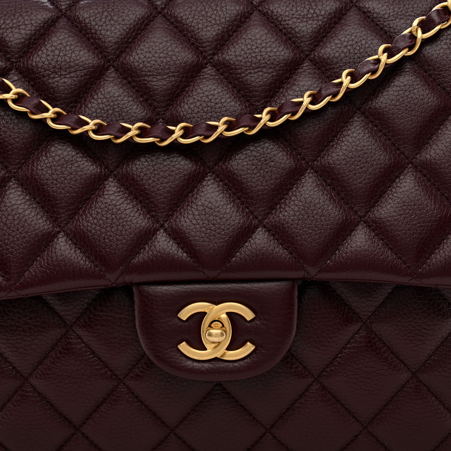 Chanel Grained Calfskin Quilted XXL Travel Flap Bag Burgundy 8 of 11