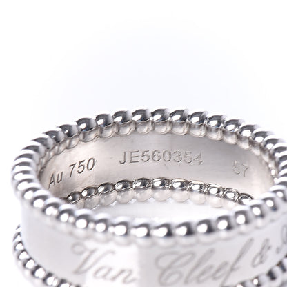Van Cleef & Arpels 18K White Gold Perlee Signature Ring 57 8 4 of 6