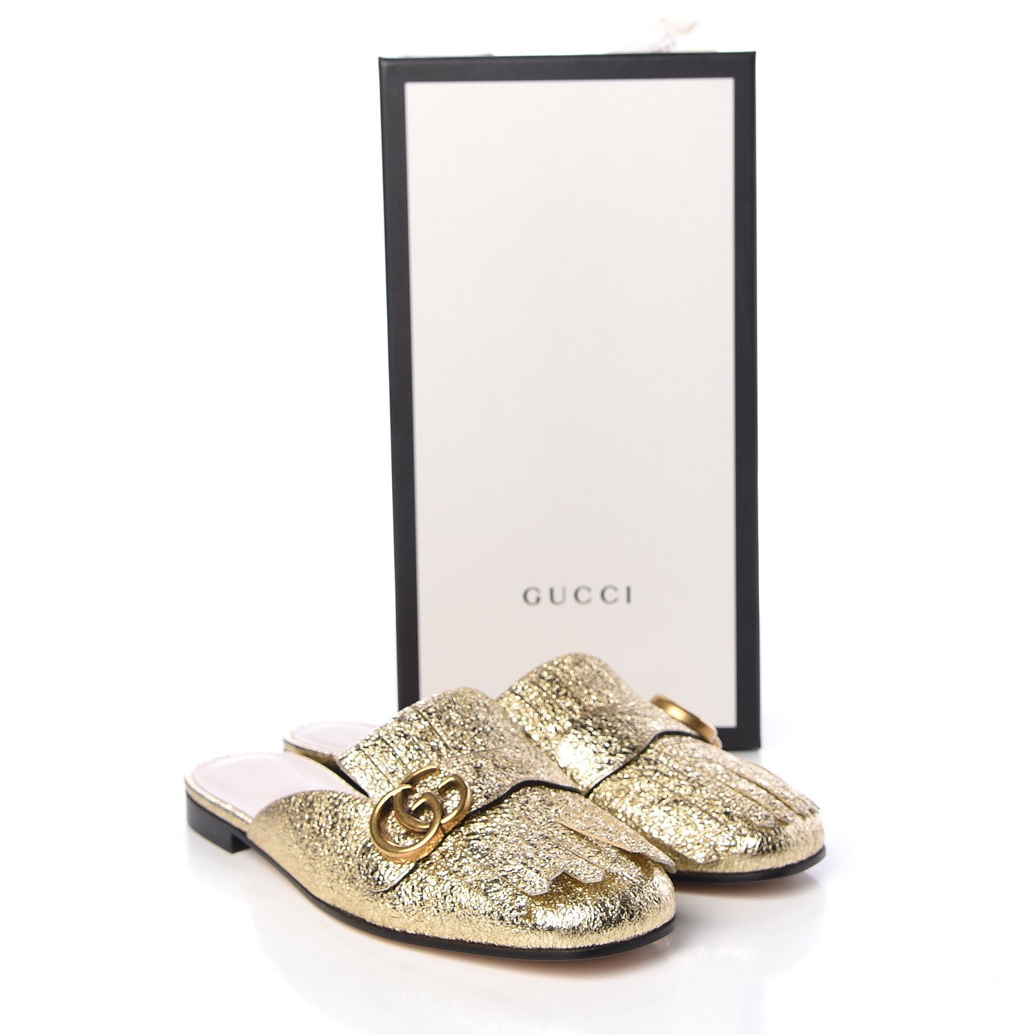 Gucci Galassia Womens GG Marmont Fringe Slippers 39.5 Platino 10 of 10