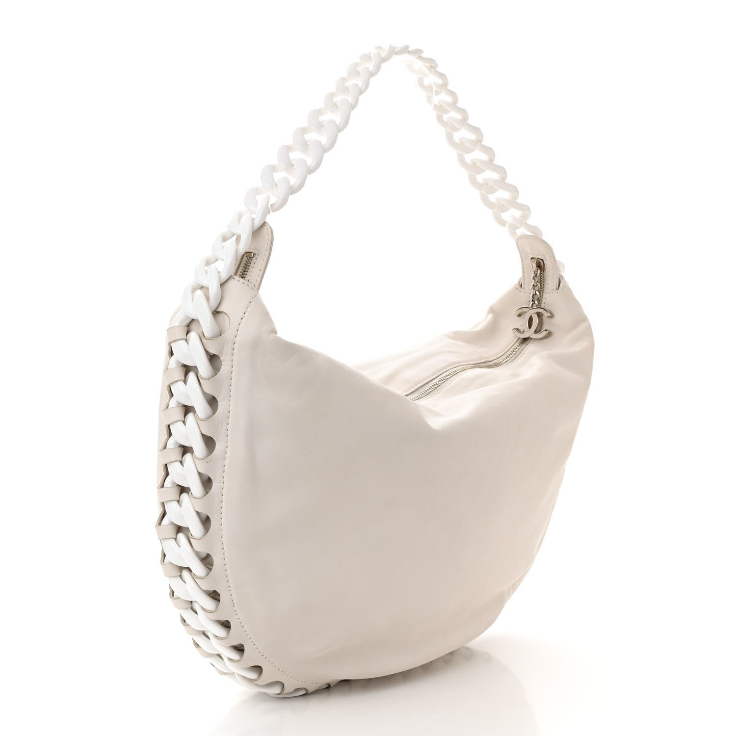 Chanel Calfskin Modern Chain Rhodoid Hobo White 3 of 12