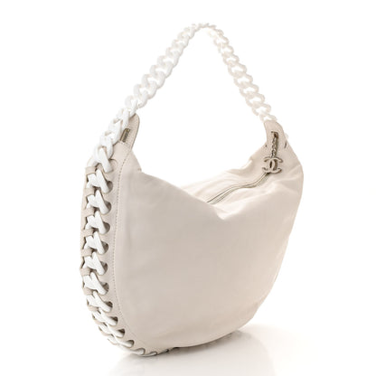 Chanel Calfskin Modern Chain Rhodoid Hobo White 3 of 12