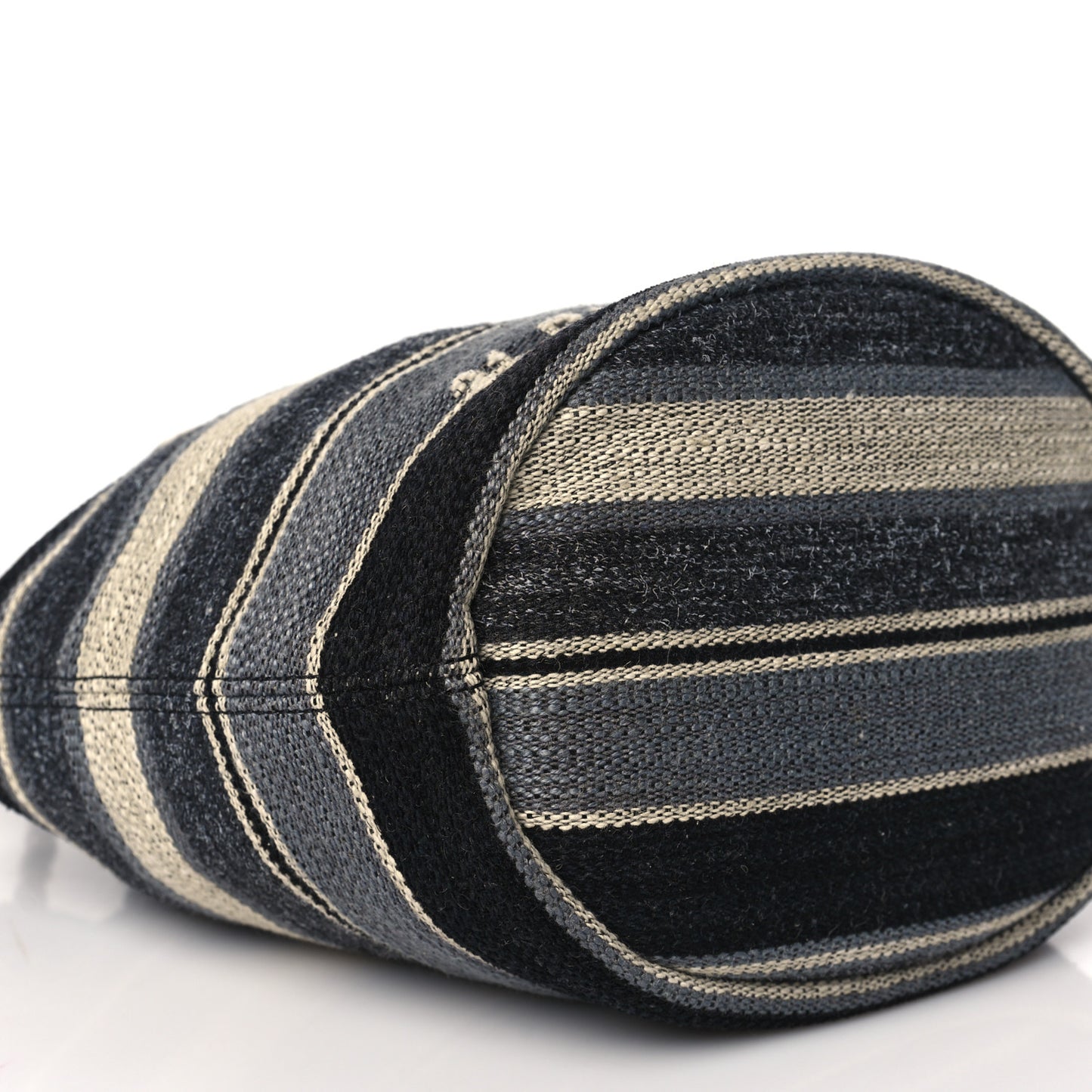 Striped Canvas Deauville Drawstring Bag Grey Black