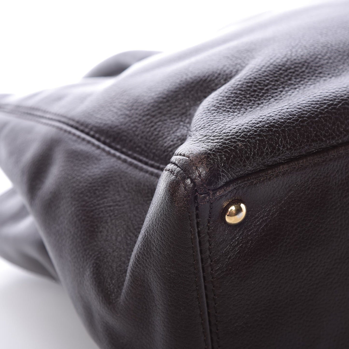Calfskin Cerf Executive Shopper Tote Dark Brown