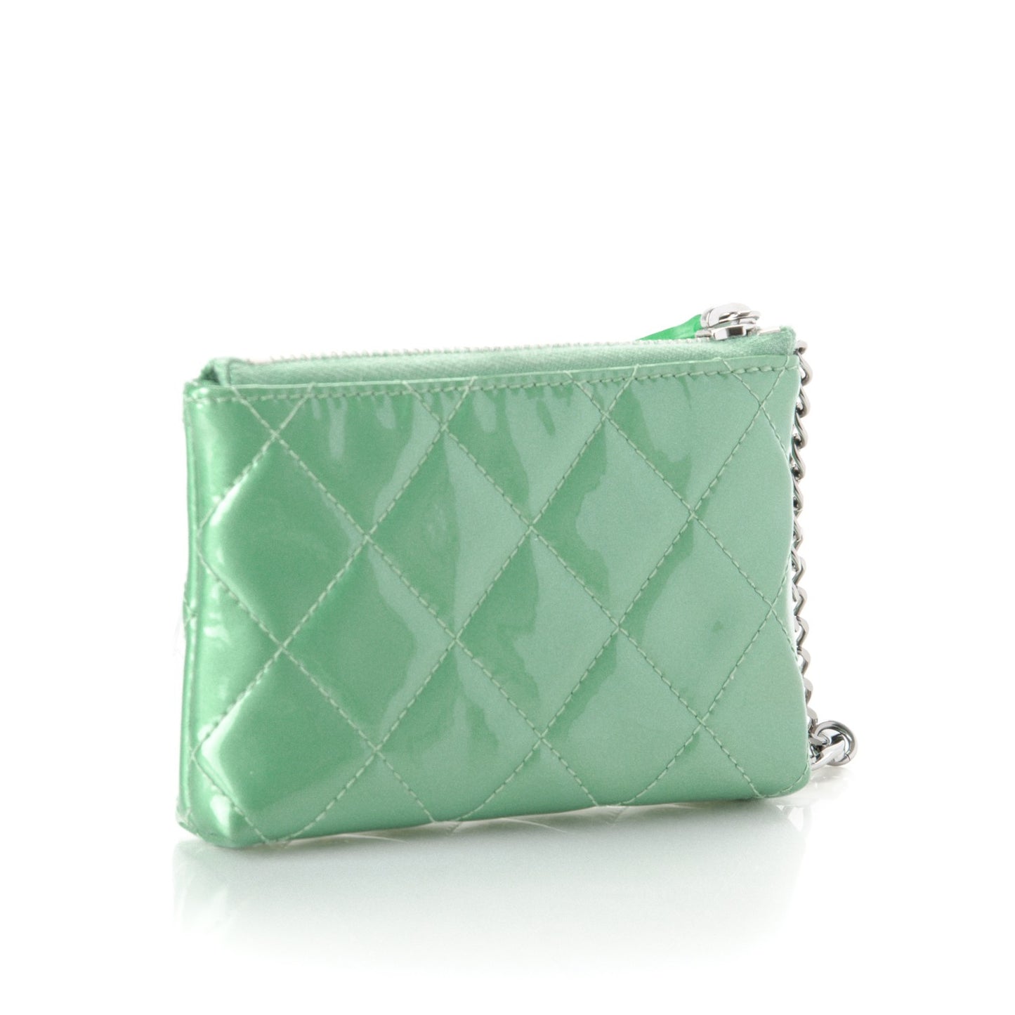 Patent Quilted Key Holder Case Green