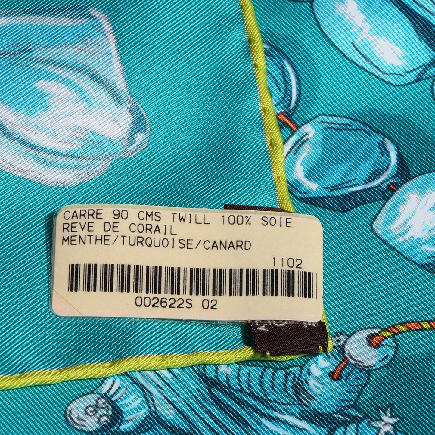 Silk Reve De Corail Scarf 90 Menthe Turquoise Canard