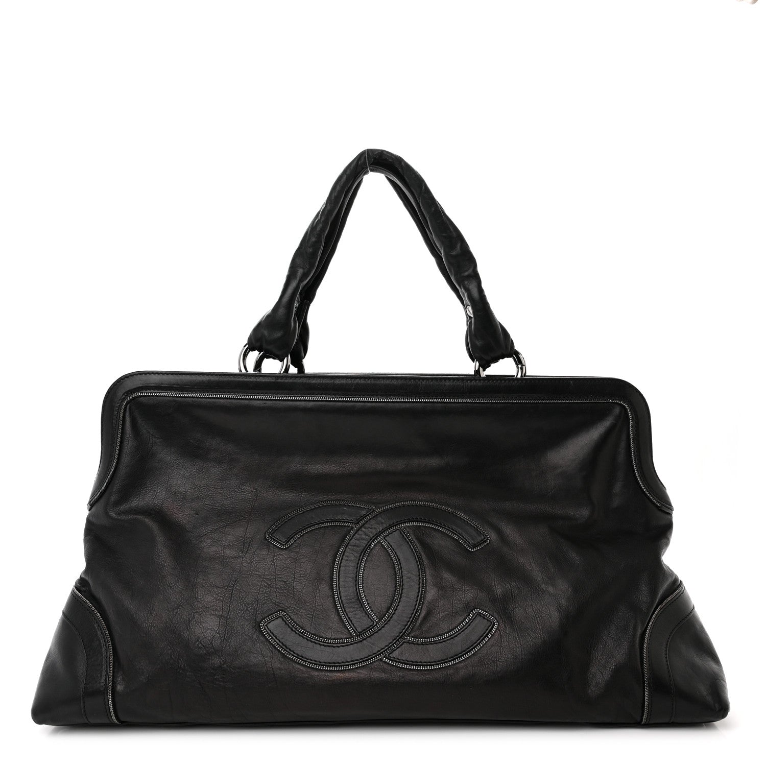 Chanel Lambskin East West Soho Shopper Black 1 of 12