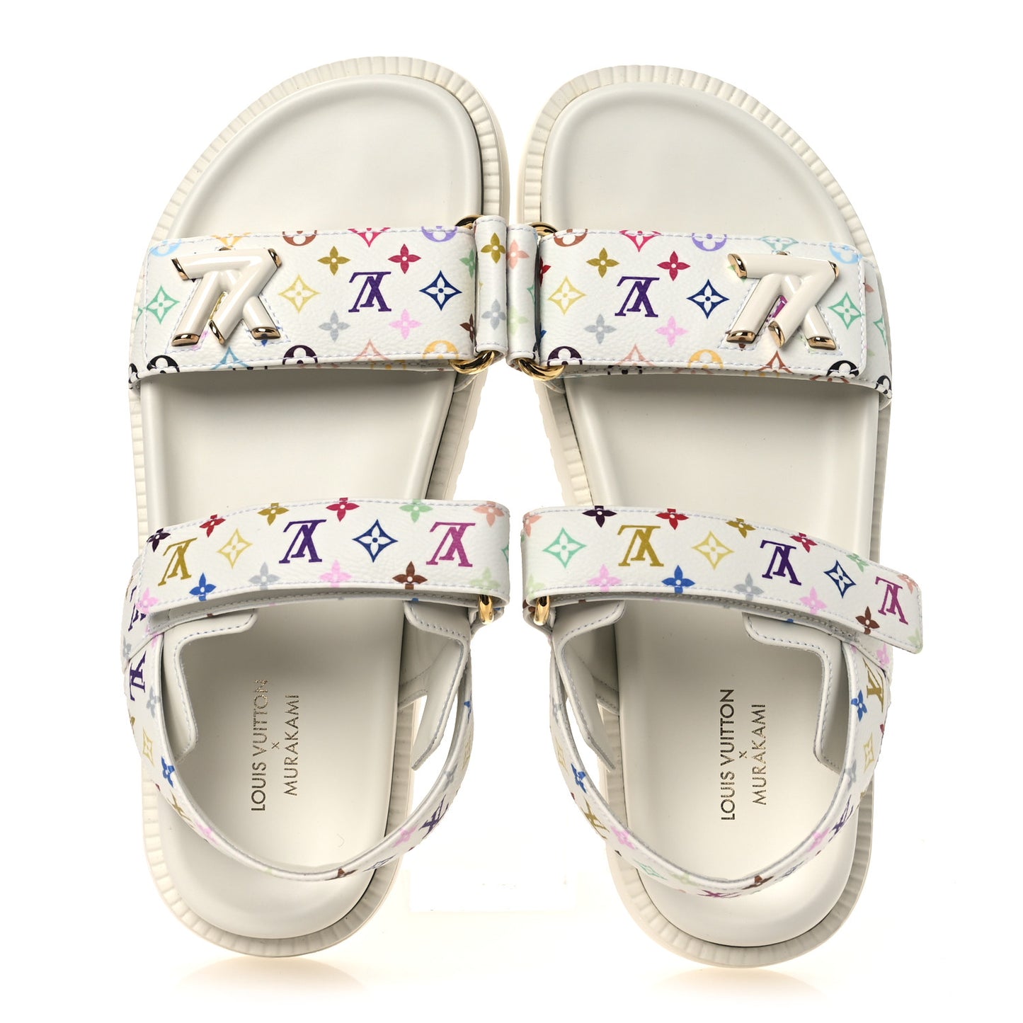 LV X TM Monogram Multicolor Sunset Flat Sandals 37 White